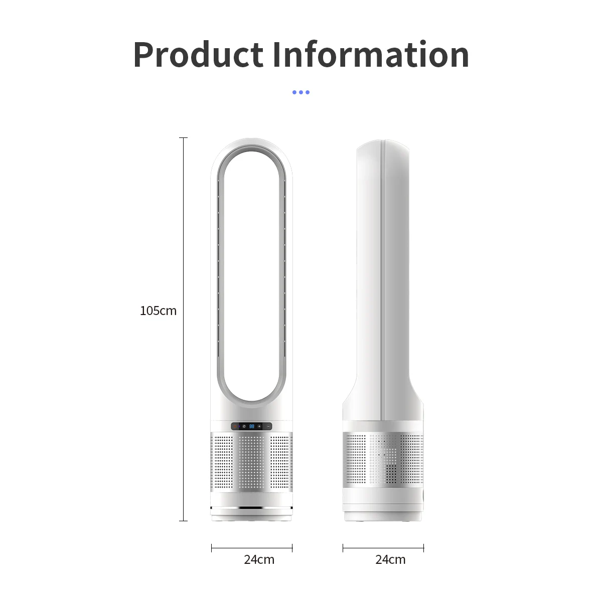 

2025 New Desgin Stand Fan Tower Fan with Air Purifier for Household or Pets Remote Control Bladeless Metal Fan
