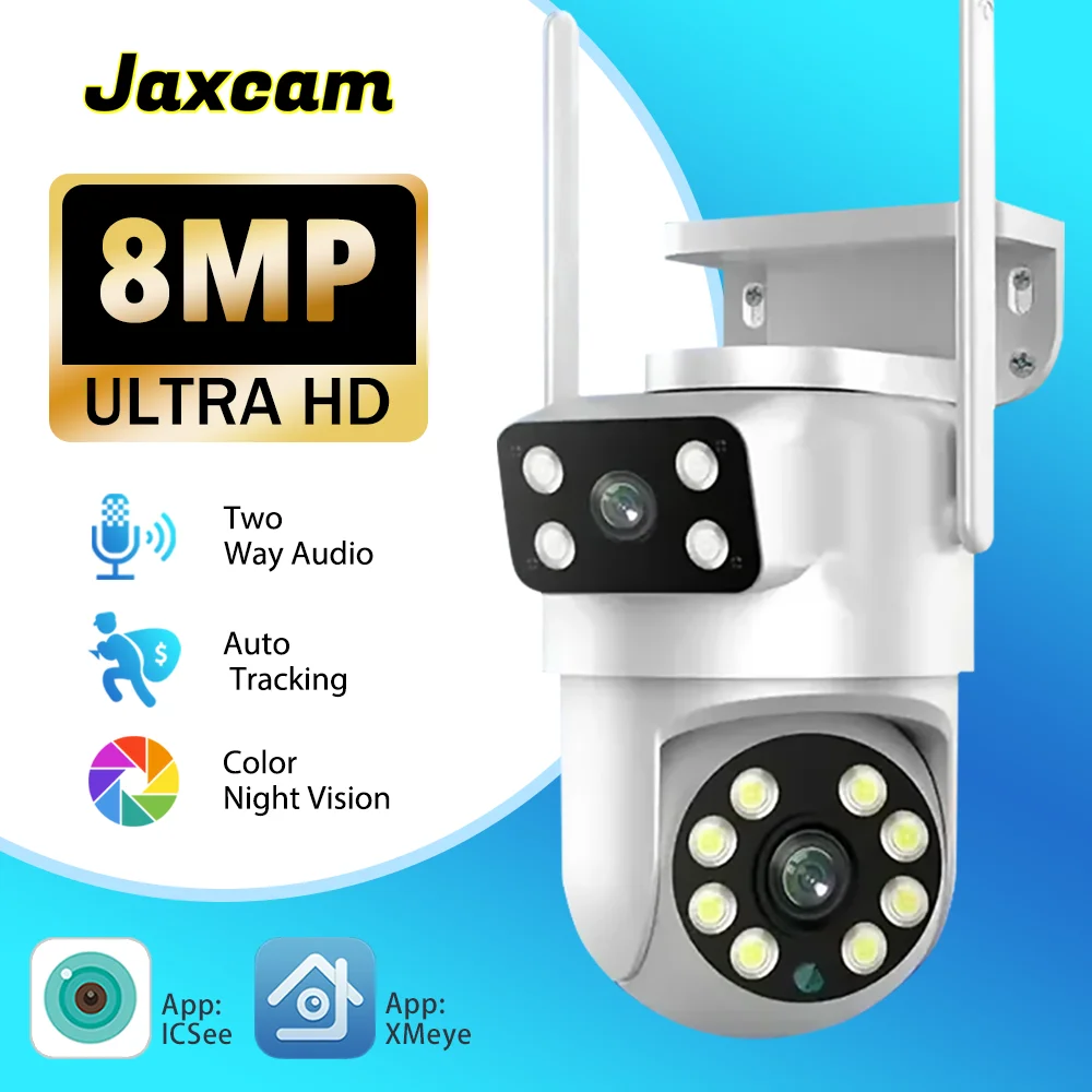 icsee xmeye 8mp 4k lente dupla wifi camera lente dupla acesso remoto cor visao noturna ptz hd seguranca cctv camera de vigilancia 01