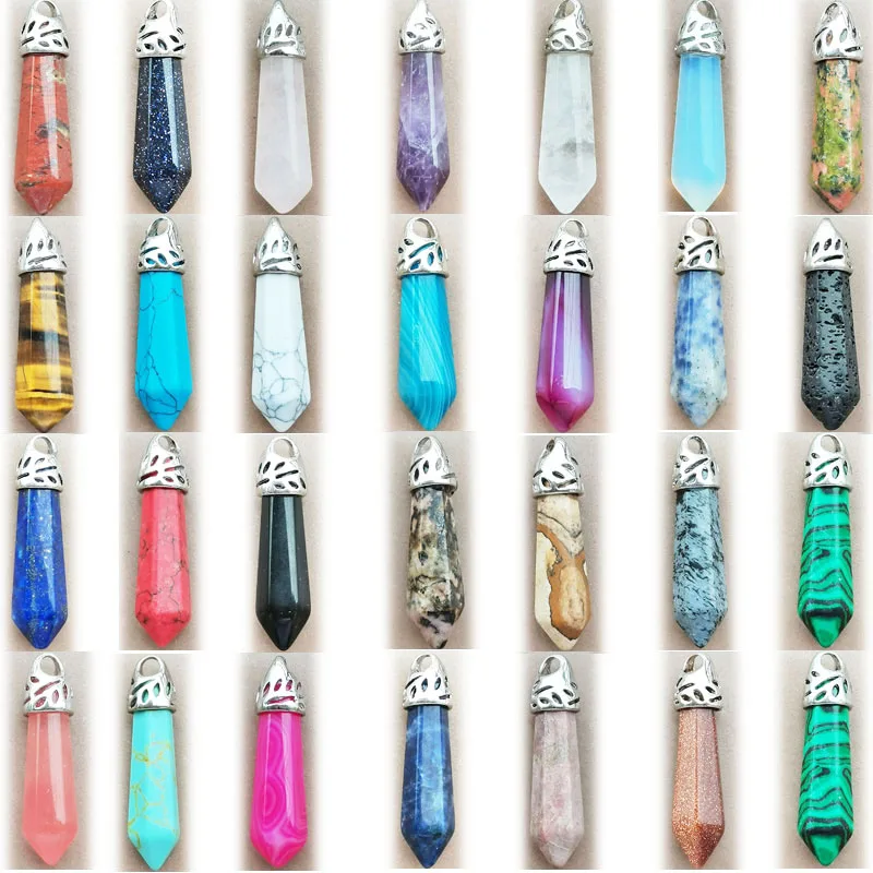 Lapis Lazuli Goldstone Blue Sand Howlite Tiger Eye Crystal Aventure Malachite Jaspe Carnelian Pendant Bead PWB978