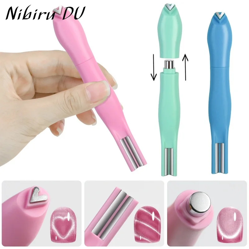 3-in-1 UV-Magnetnagel-Stick-Werkzeug, Liebesherz, Katzenauge, Nagelmagnet, Schlangenmuster, französischer Linienstil, Nagelkunst, Maniküre-Zubehör