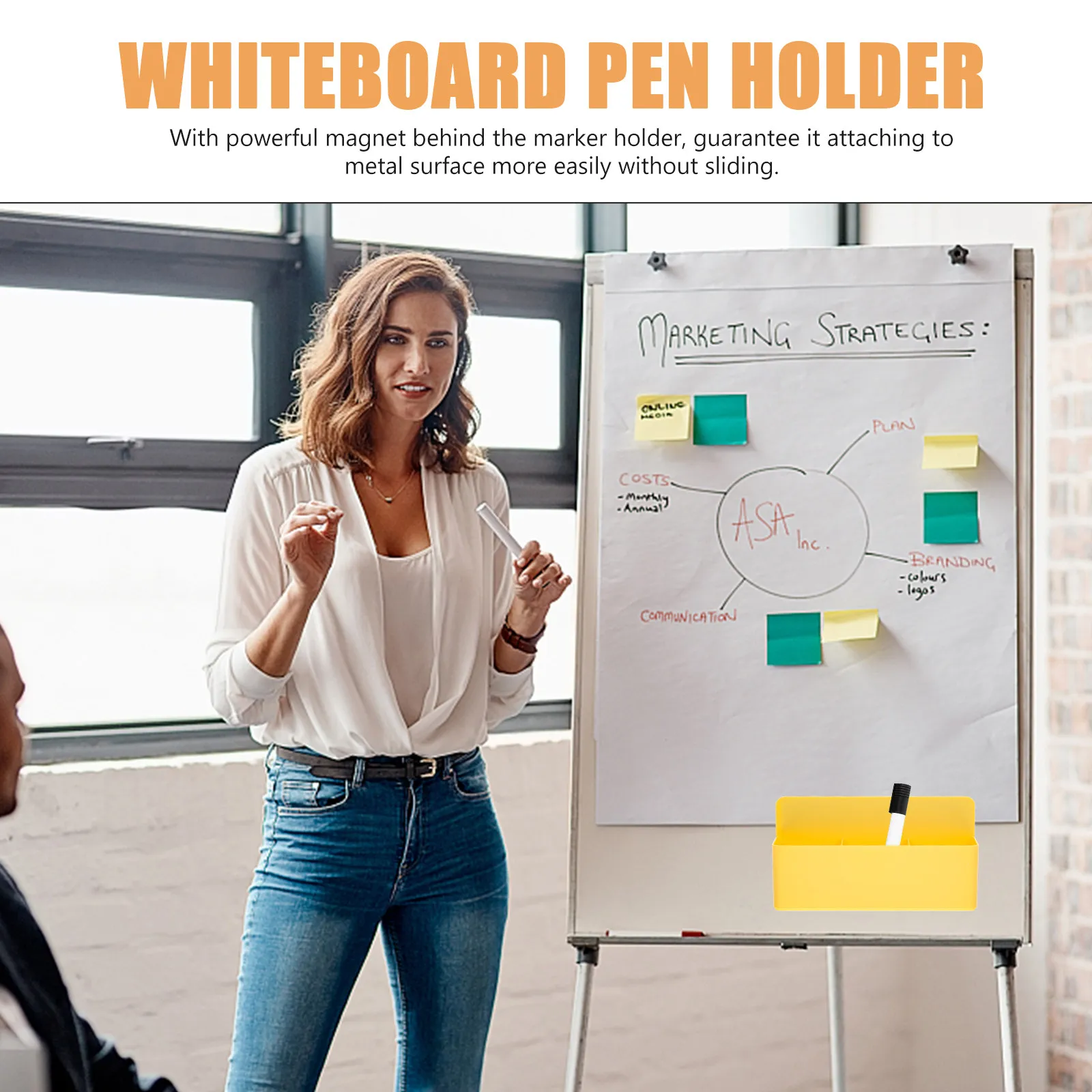 Magnetic Storage Box Whiteboard Pen Holder Magnetic Marker Holder Dry Erase Eraser Compartment Organizer Office Desk Supplies
