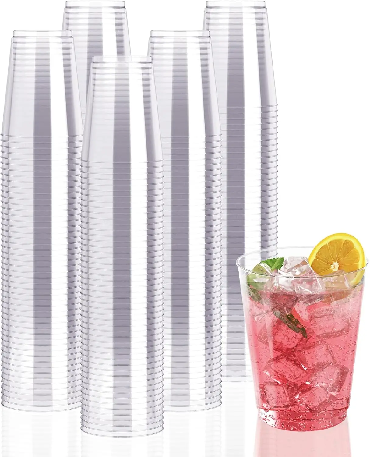 

300 Pack 10 Oz Clear Plastic Cups Disposable Heavy Duty Drinking Cups for Parties Weddings Events
