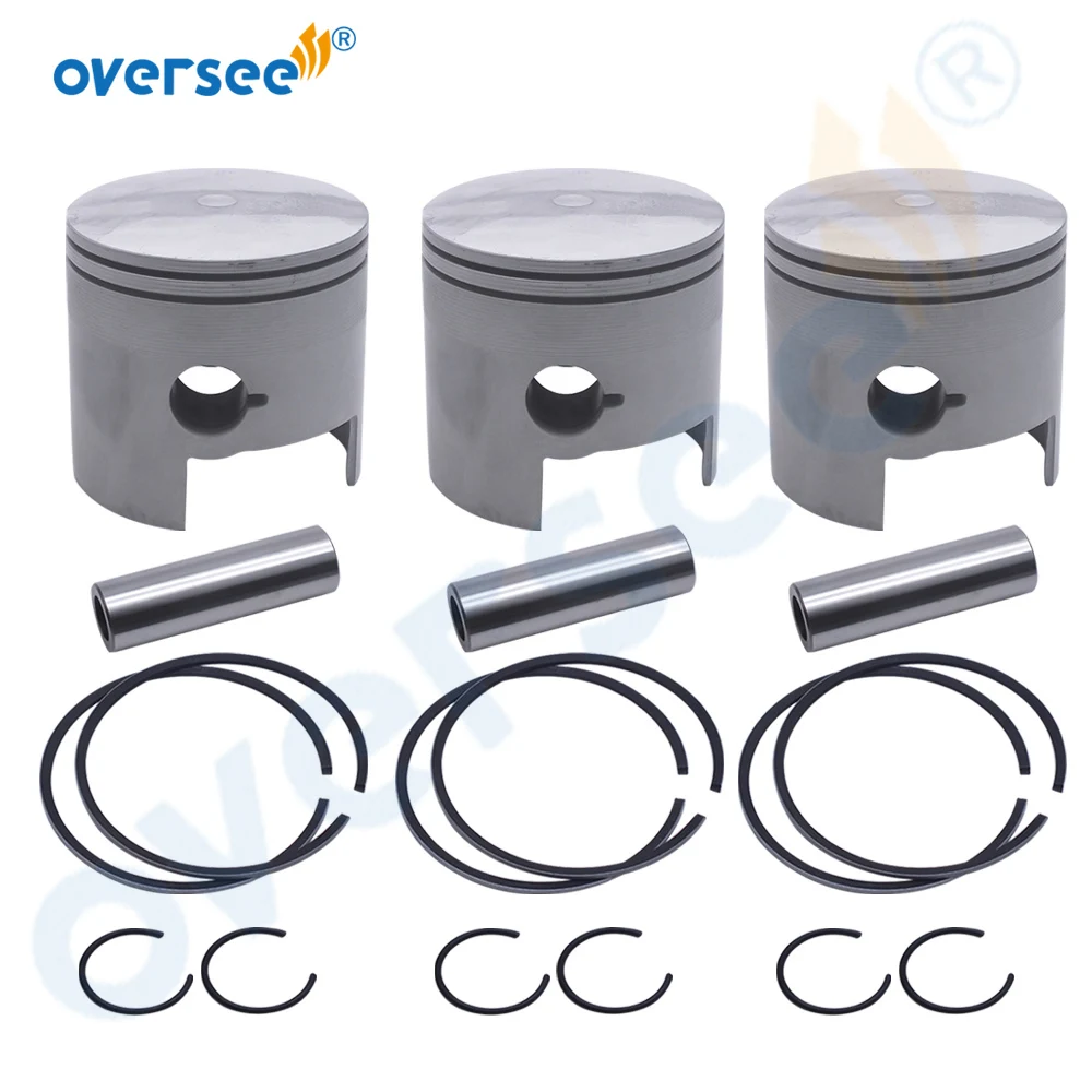 Oversee 688-11636-00 Piston Kit 688-11605-0 Piston Ring +050 For Yamaha Outboard Motor 2T 75HP 85HP 90HP Parsun T85 Oversize 050