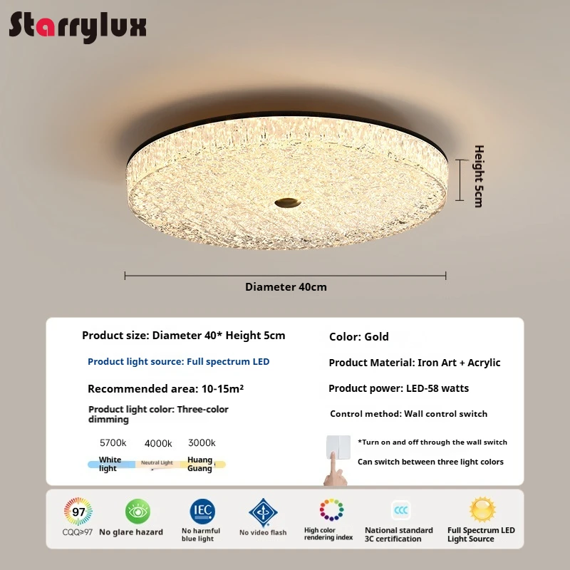 Italian Minimalist Ceiling Light, Full Spectrum Bedroom Lamp
