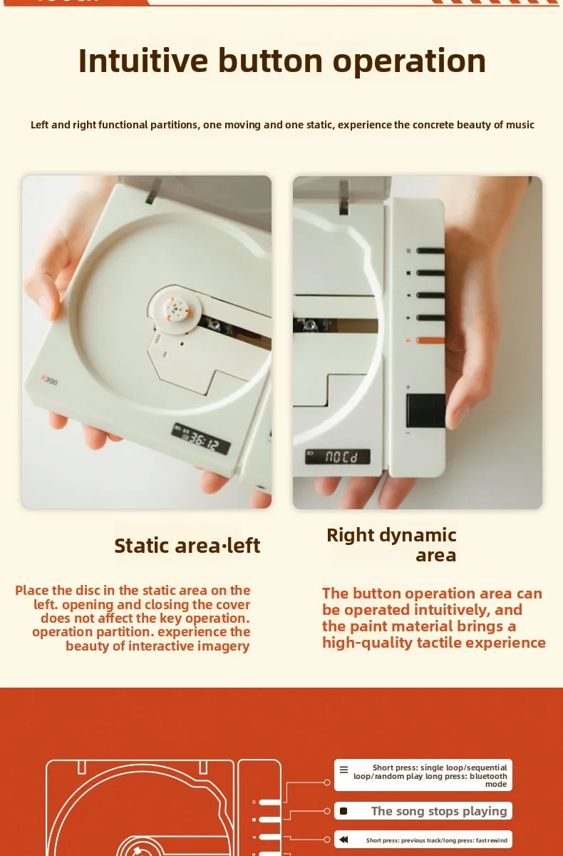 Lecteur CD fièvre rétro, écouteurs Bluetooth de haute qualité, cadeau d'anniversaire portable