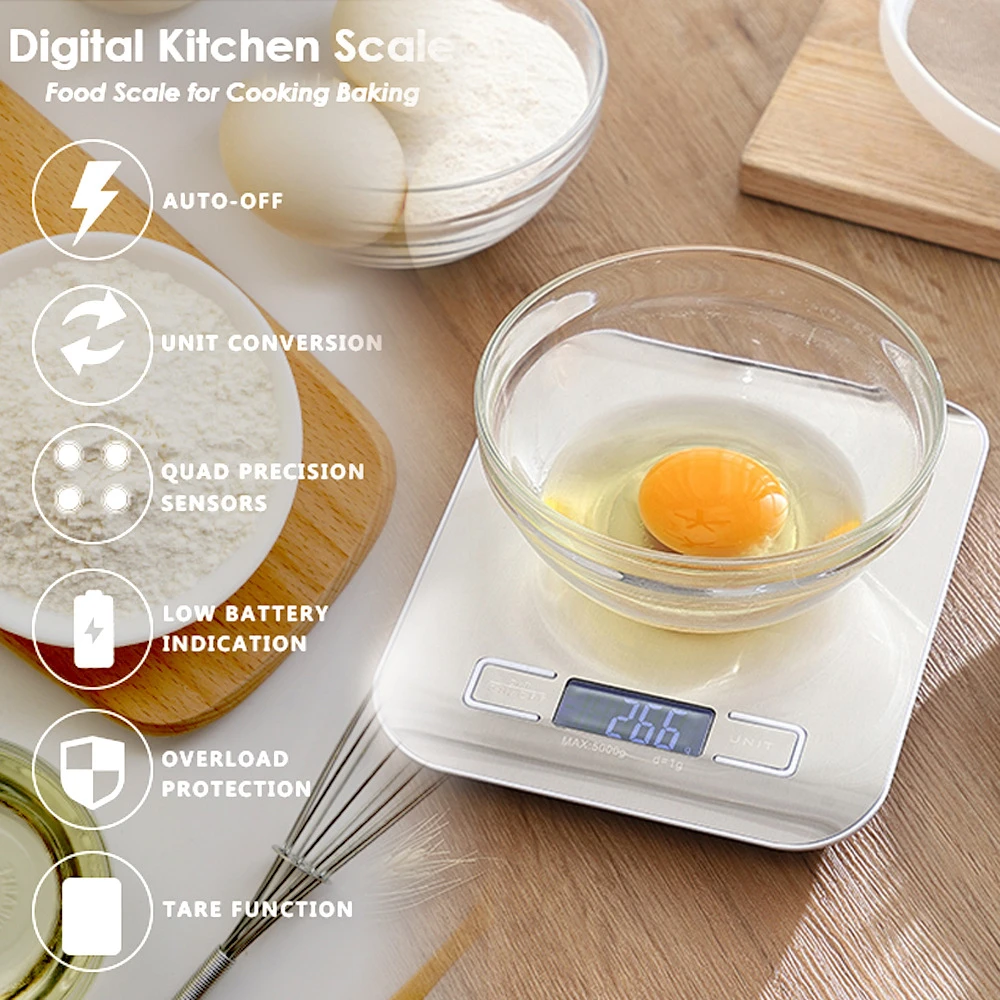 Imagem -05 - Balança de Cozinha de Pesando para Dieta Alimentar Postal Balance Measuring Lcd Precision Balança Eletrônica 10kg Aço Inoxidável