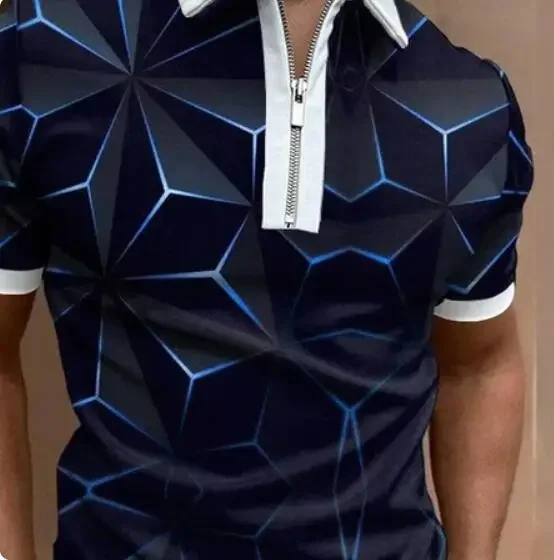 قمصان بولو للرجال بياقة مطوية لأسفل ، تي شيرت مطبوع للجولف ، توبات بأكمام قصيرة ، ملابس غير رسمية ، سحاب ، سفر ، صيف ، صوفي #2