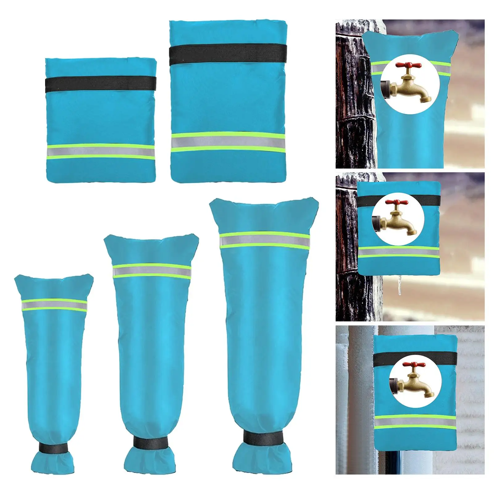 Tap Cover Outdoor Faucet Cover Sock Winter Freeze Protection Cold Weather Reusable with Sticky Pipe Insulation for Wall Yard