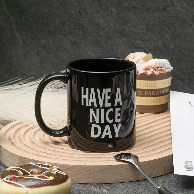 Have A Nice Day Funny Coffee Mug with Middle Finger On The Bottom for Juice Milk Tea 350ml drinkware friends christmas gift