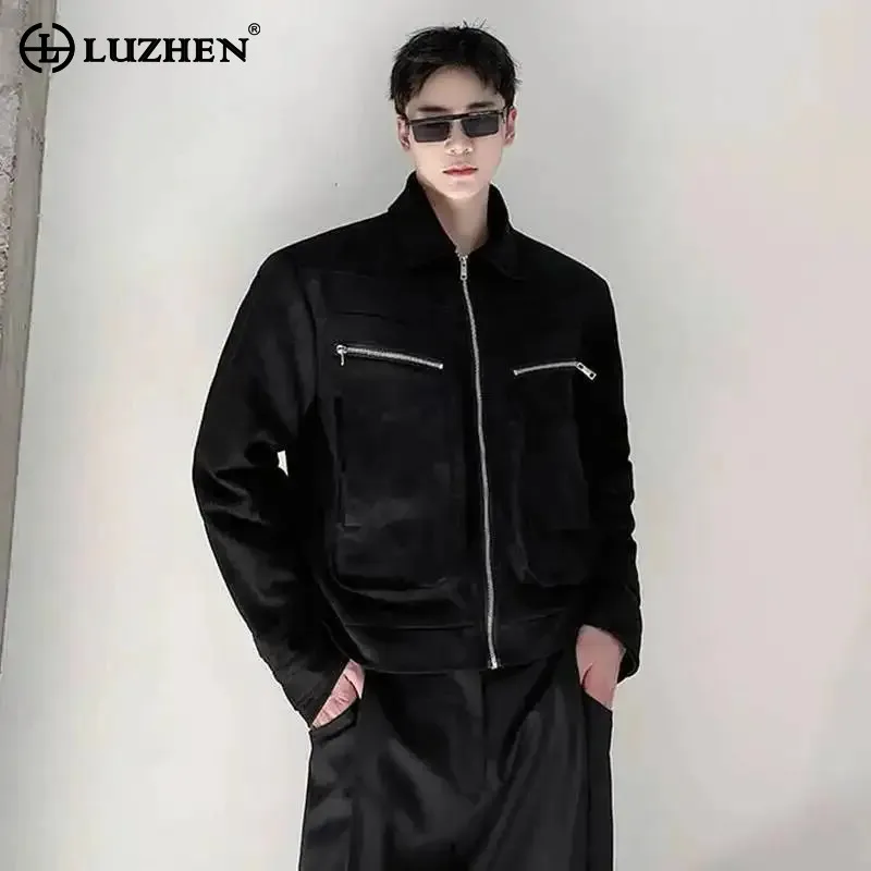 LUZHEN Casual Decorate 2026 Pockets New Design Original Big Jacket Men's Fashion Autumn Handsome Solid Color Male Clothes JY8895