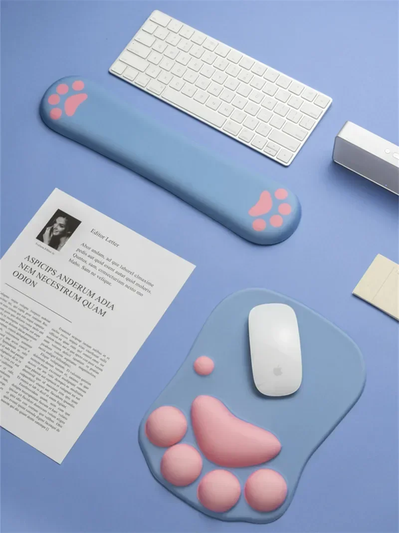 Ergonomic 3D Cat Paw Mouse Pad with Wrist Rest Non-Slip PU Base Pain Relief for Gaming Office Keyboard Hand Support Mousepad