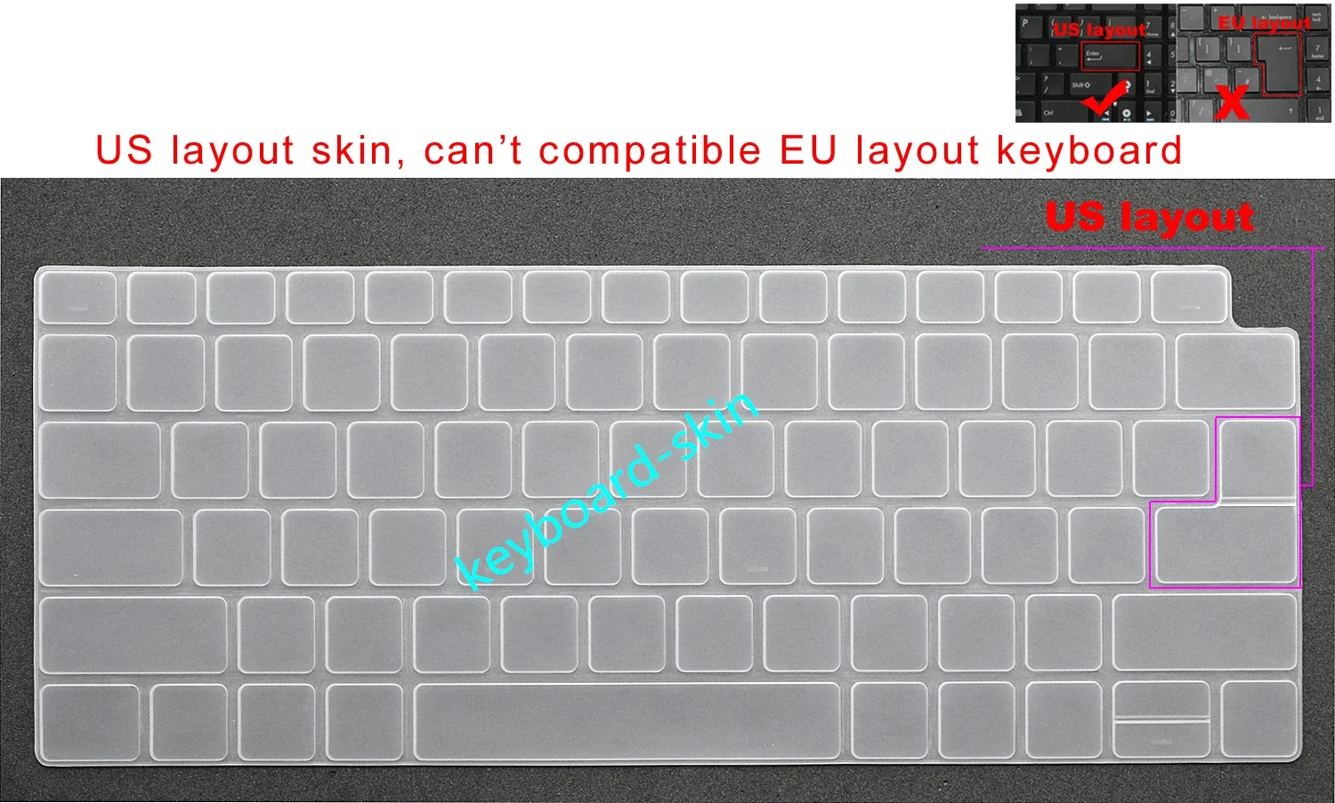 US Keyboard Protector Skin for Dell Pro 13 Plus PB13250 / P194G,Pro 13 Plus PB13250 2-in-1 / P195G, Pro 13 Plus PB13255 /P194G