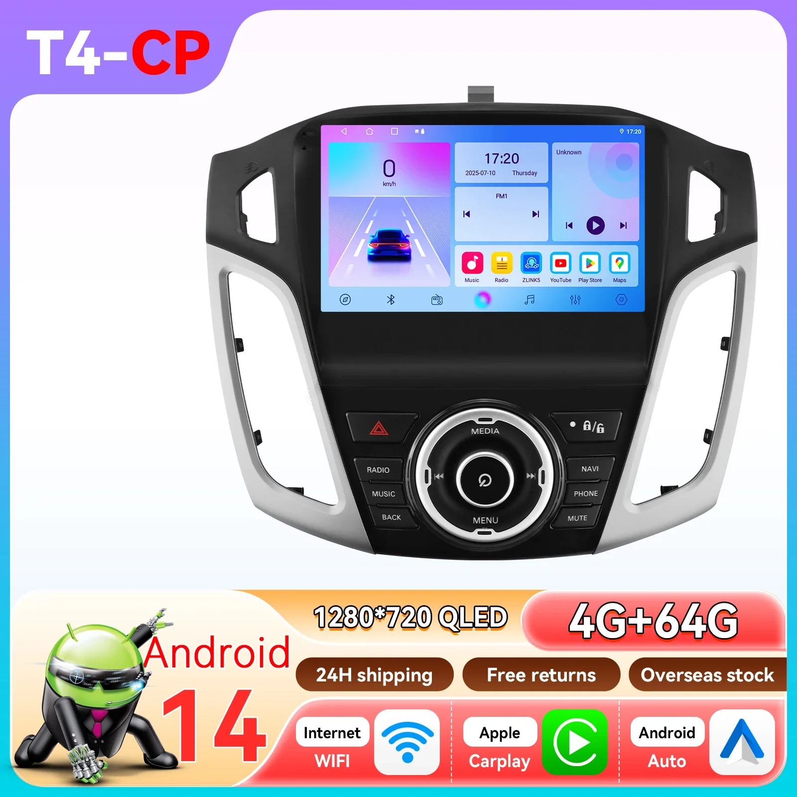 Android autoradio voor Ford Focus 3 MK3 2011 - 2019 CarPlay Auto Intelligent systemen Autoradio Multimedia Speler 360 Cam 2DIN RDS