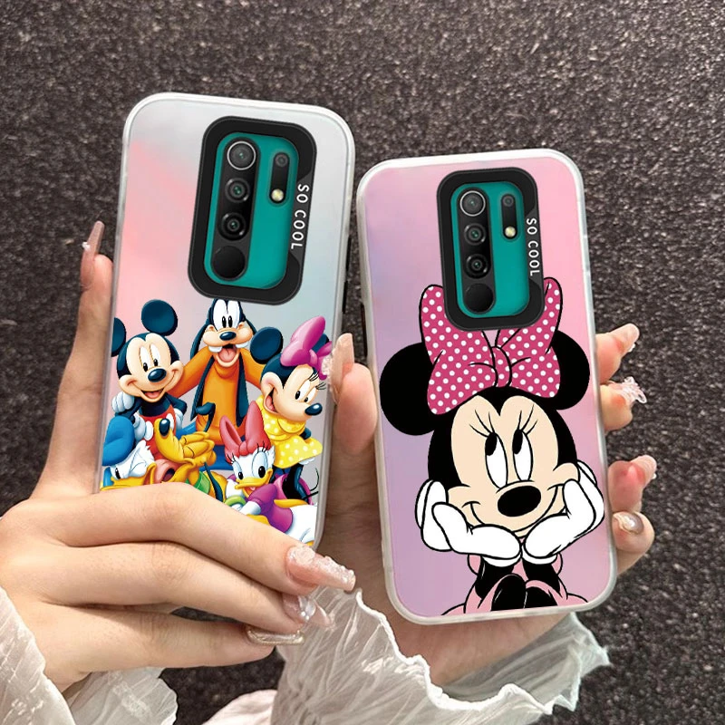 Für redmi 9 redmi 9t handy hüllen elektro platte laser matt donald ente mickey minnie anime für redmi 9t stoß feste luxus schalen