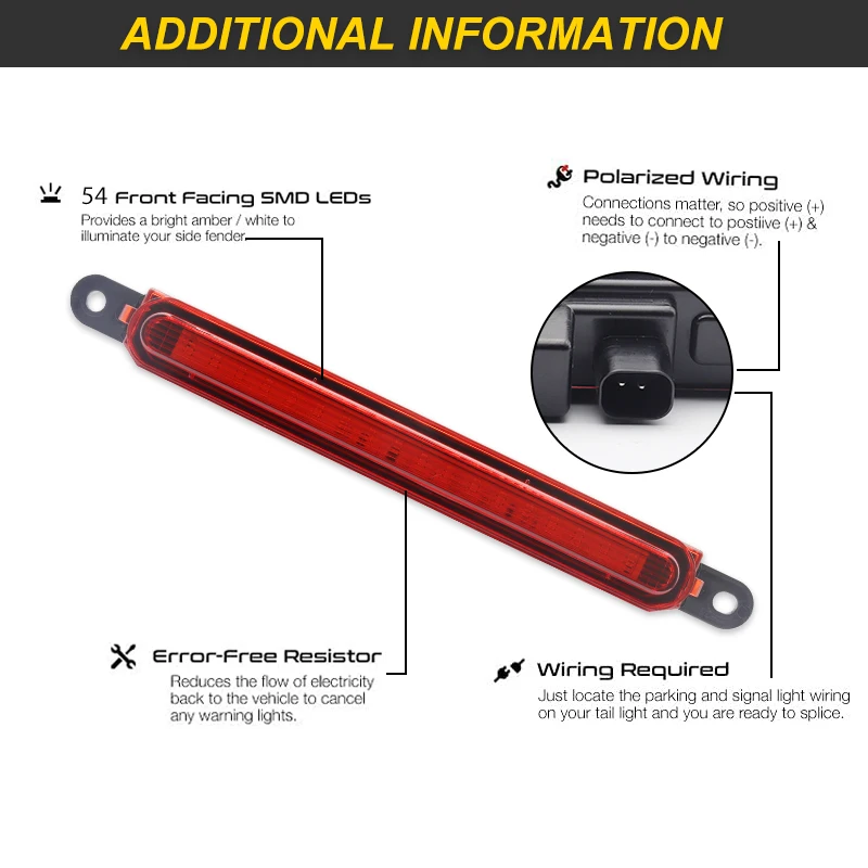 iJDM Car Full LED Red Trunk Lid 3rd Third Brake Light Bar Assembly for 2008-2017 Mitsubishi Lancer, Evolution X Sedan 12V