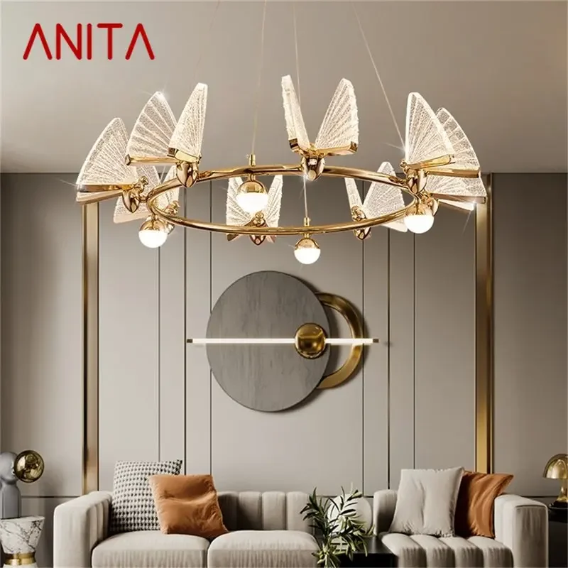 

ANITA Nordic Colorful Chandelier Lamps Fixtures Pendant Lights Butterfly Ring Home for Home Decoration
