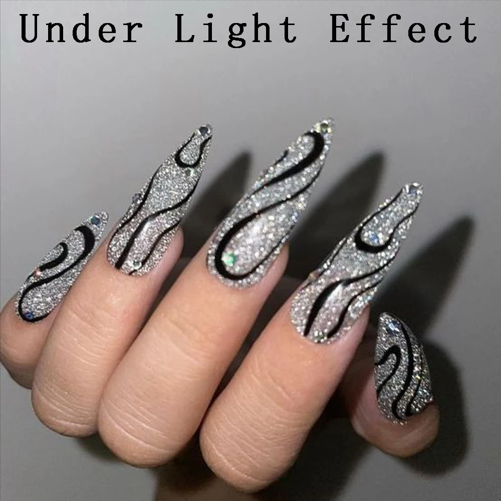 Polvo reflectante para uñas, purpurina holográfica superbrillante de plata, pigmento de uñas de espejo, polvo de inmersión para manicura, LEBFGF01