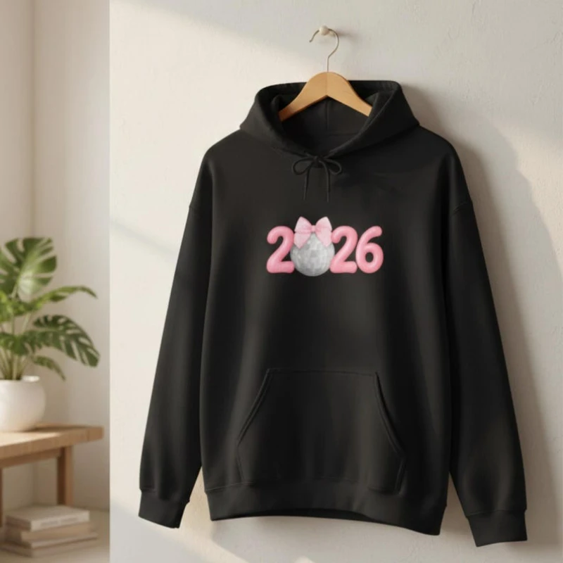 مرحبا 2026 تصميم سنة جديدة سعيدة مطابقة هوديس ملابس التخرج الخريف والشتاء البلوز طويلة الأكمام الدفء البلوز #3