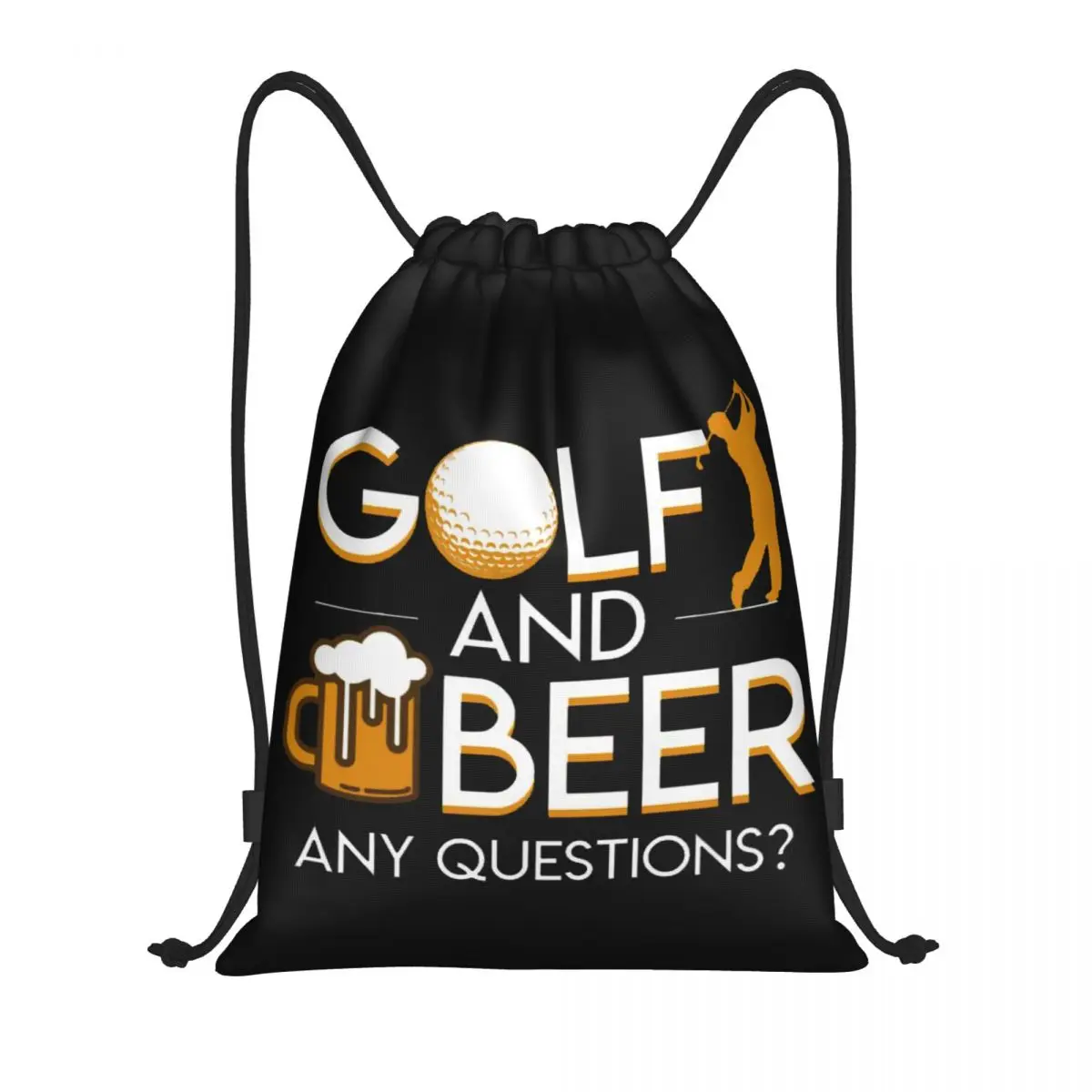 Custom Golf And Beer Drawstring Backpack Bags Men Women Lightweight Gym Sports Sackpack Sacks for Shopping