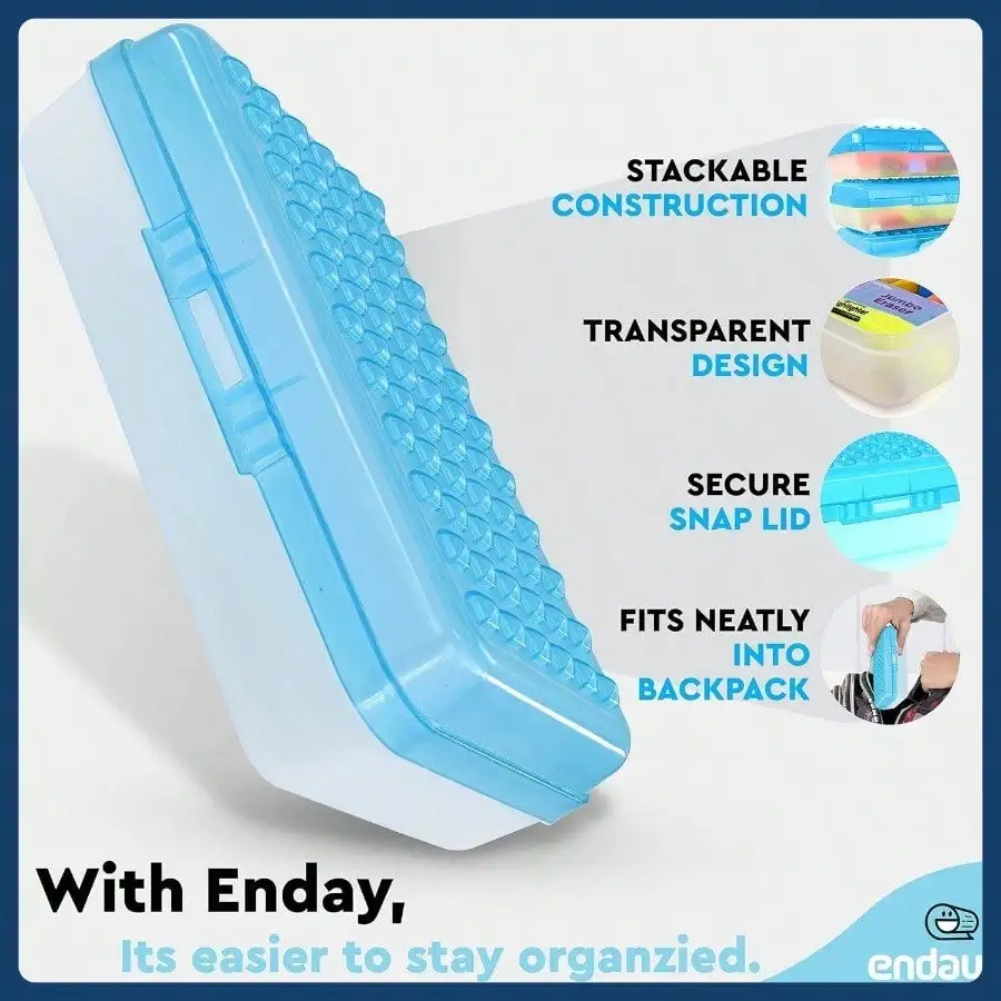 علبة أقلام رصاص بلاستيكية بسعة كبيرة، 6 قطع بألوان مختلفة، صندوق أقلام رصاص بلاستيكي صندوق تخزين مستلزمات مكتبية