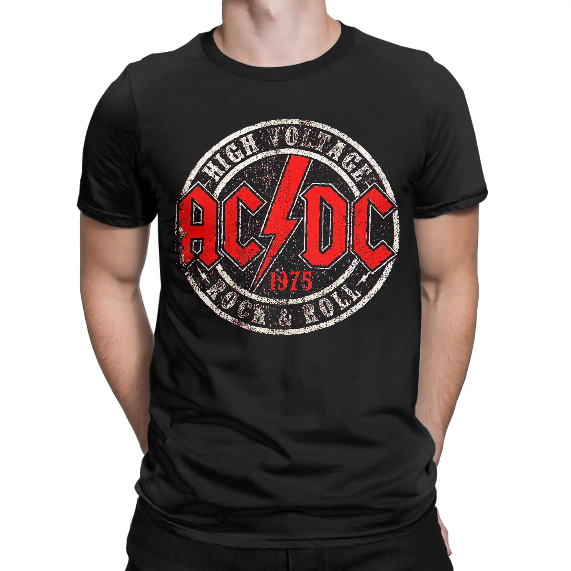 

Awesome Vintage AC-DC T-Shirt Men Round Collar Cotton T Shirt Short Sleeve Tee Shirt Printed Tops