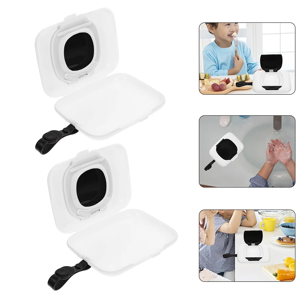 

2 Pcs Baby Wipes Dispenser Portable Wet Tissue Cases Holder Travel Silica Gel Durable Lanyards Wide Opening Design Practical