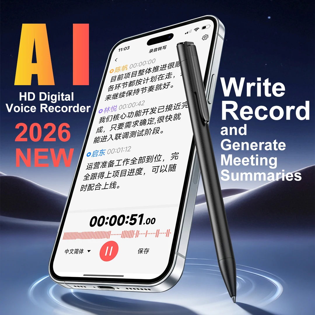 Famue L61S AI Smart Recording Pen Voice Recorder Real-time Transcription & Translation Dictaphone for Meeting & Study 64GB