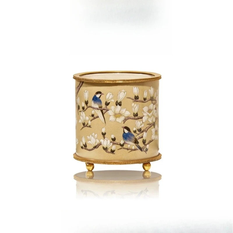 Premium ceramic ice bucket desktop small vase makeup brush storage multi-functional decorative ornament