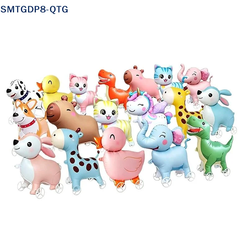 NEW Walking Animal Foil Balloons With Rolling Wheels Perfect For Kids Birthday Parties Outdoor Garden Activities
