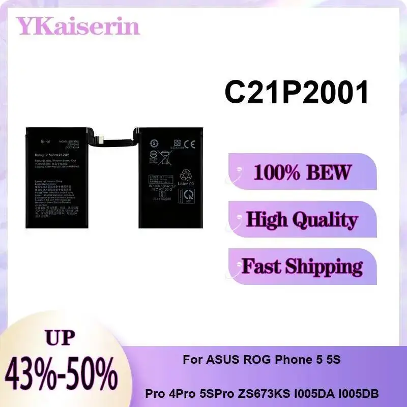 Mobile Phone Battery C21P2001 3000mAh For Asus Rog Phone 5 Phone 5s Pro ZS673KS I005DA I005DB