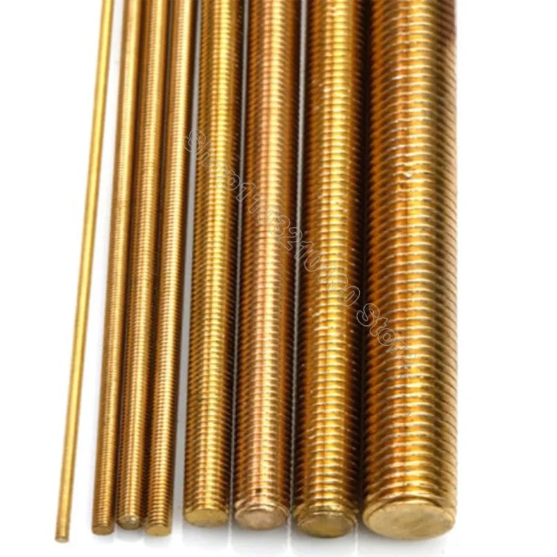 Brass Thread Rod M2 M2.5 M3 M4 M5 M6 M8 M10 M12 M14 M16 M18 M20 Brass Metric Bolt Full Thread Shaft Rod Bar Stud Length200-500mm