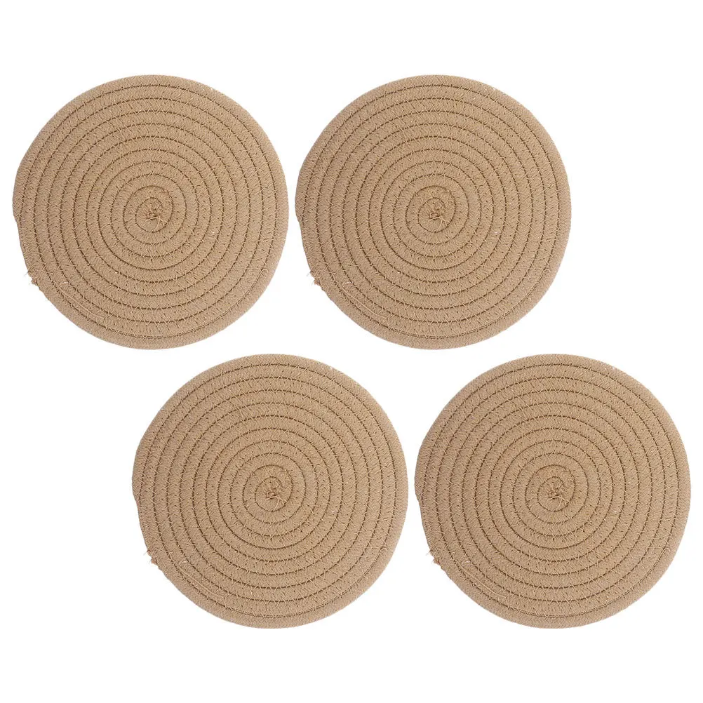 4 قطعة المفارش المستديرة المنسوجة القطن العزل الحراري وعاء حامل منصات مكافحة تحرق الجدول الحصير الوقايات متعددة الأغراض