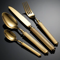 High End Gold Cutlery18/10 stainless steel 304 Classical Flatware Dinnerware Set Silver Drop Shipping