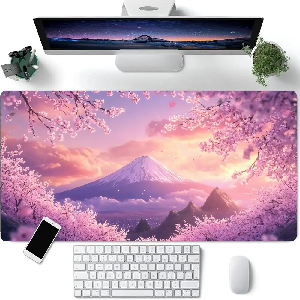 

Mount Fuji & Cherry Blossoms Mouse Pad Large Rubber Anti-slip Desk Accessories Mousepad for Offices and Gamer Keyboard Decor Mat