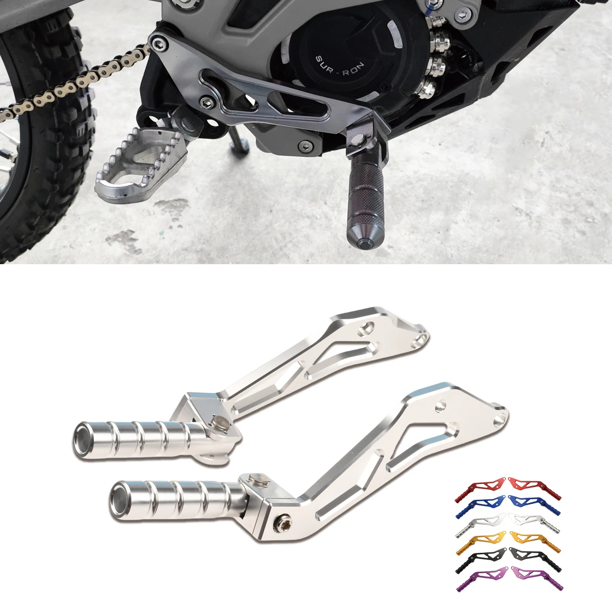 

NEW Electric Motorcycle CNC Rear Foot Pegs Pedal Bracket Passenger Footrests For Sur Ron Light Bee X/S/L1E For Segway X260 X160