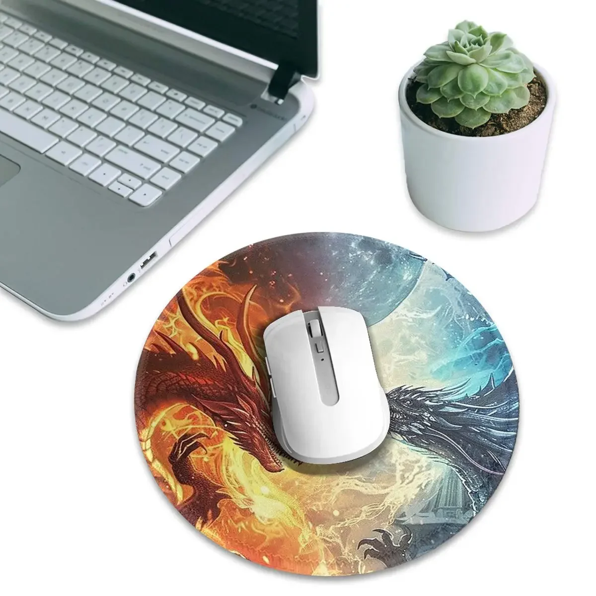 Red Fire Dragon Round Mouse Pad Computer Keyboard Mouse Mat Gamer Laptop Desk Mat Office Table Mats
