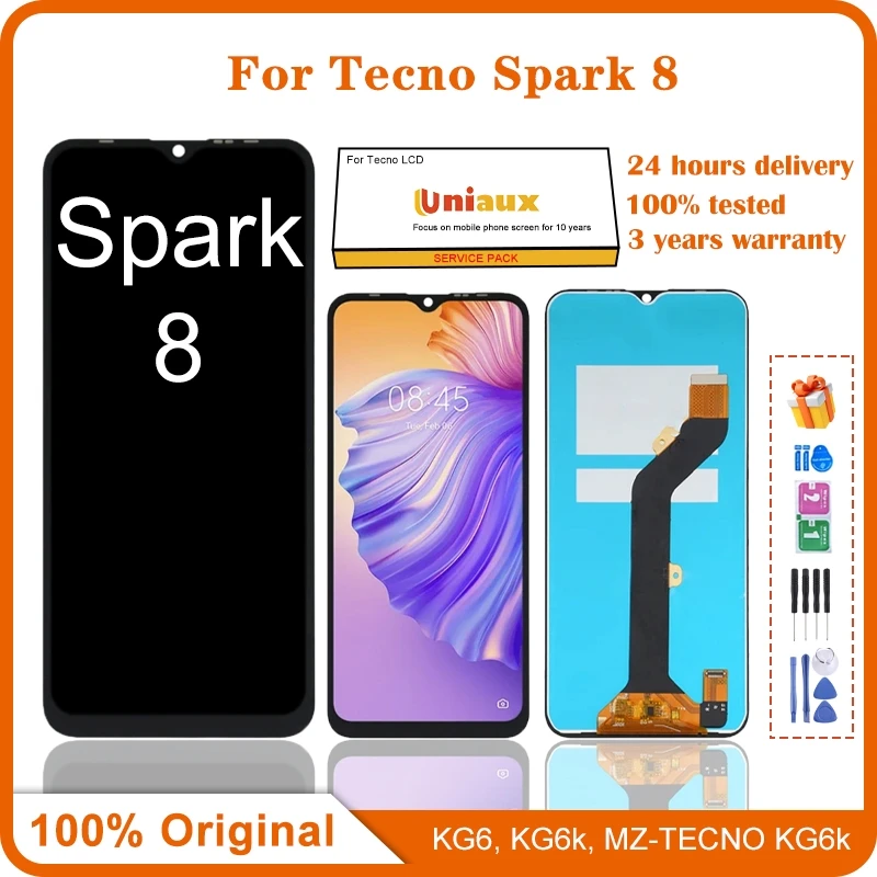 

Для Tecno Spark 8, ЖК-экран мобильного телефона в сборе, сенсорный экран, замена ЖК-панели