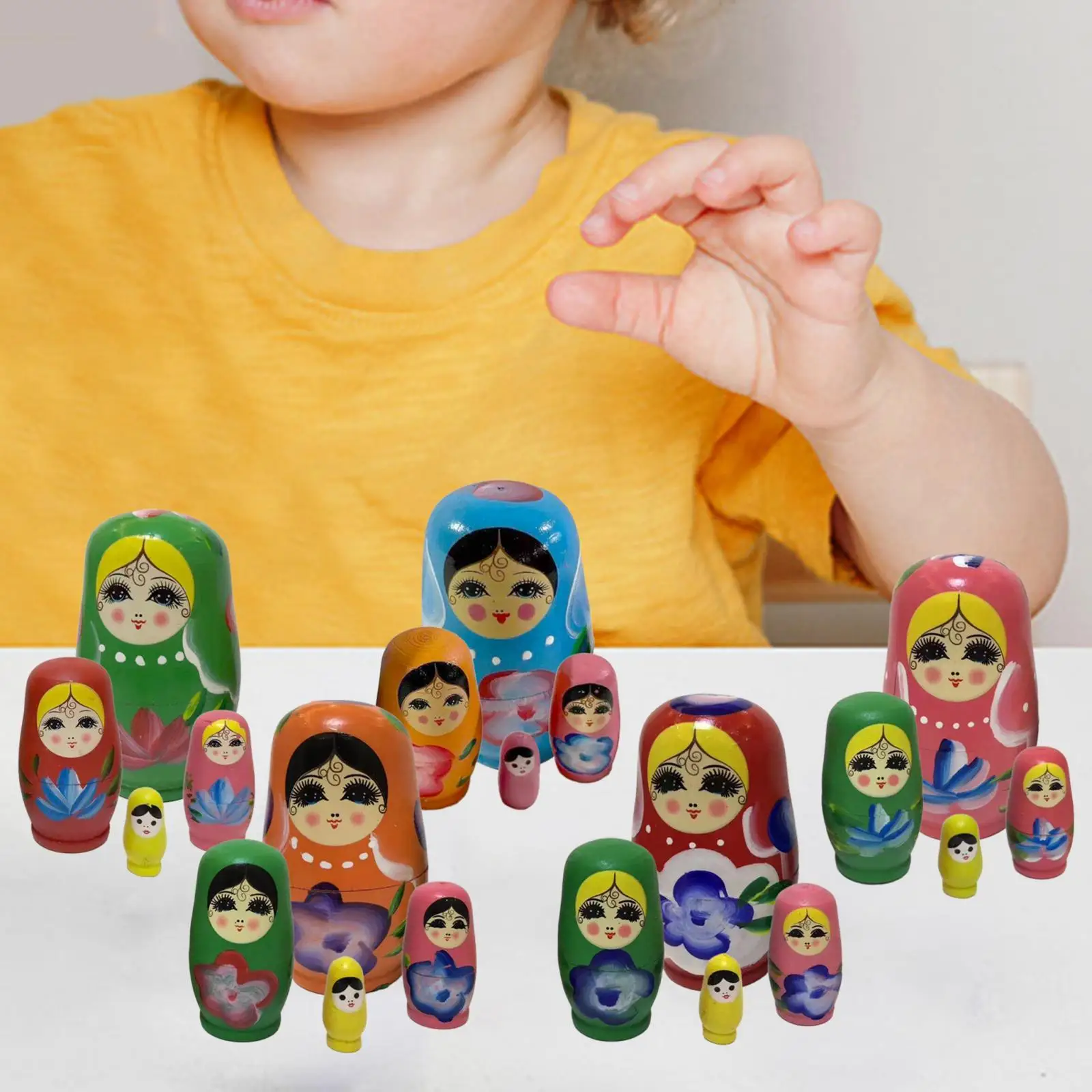 3x 4Pcs Matryoshka Dolls Russian Nesting Dolls Wood Stacking Nested Set Handmade Toys for New Year Birthday Children Kids Gift