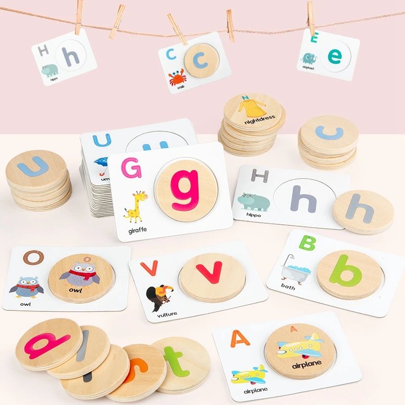 Wooden Educational Letter Puzzle Toys Alphabet Matching Game Educational Learning Words Toys For Children