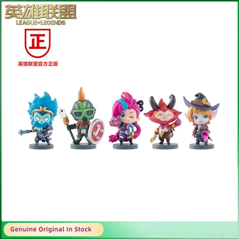 5PCS Original LOL League of Legends Teemo Tristana Jinx Pantheon The Monkey King Halloween Mini Action Figures Model Toys Gift