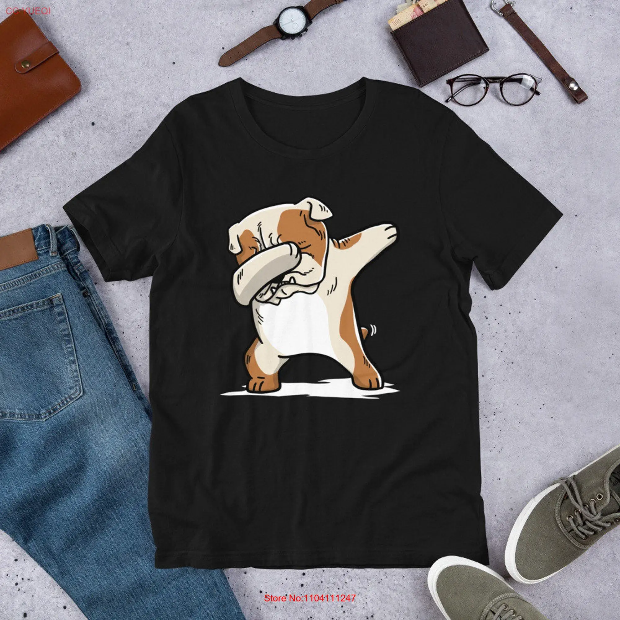 Dabbing English Bulldog Dab Dance T Shirt Funny Dog  long or short sleeves