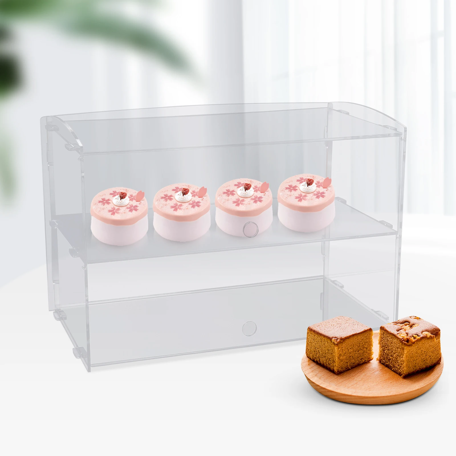 2 Tier Acrylic Countertop Dessert Display Shelf Display Case Bakery Pastry Display Case