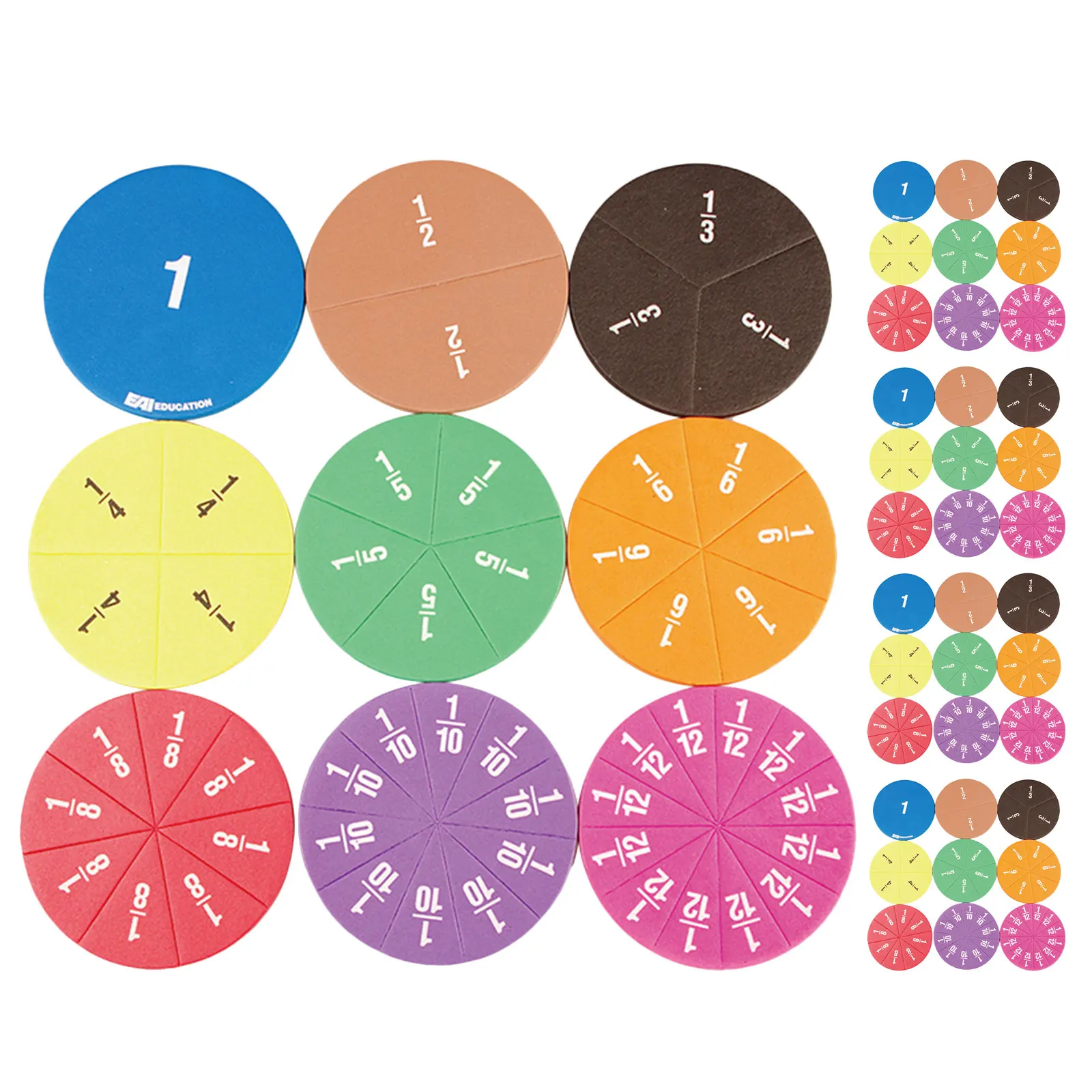 

45Pcs Fraction Circles Eva Manipulatives Set Visual Fraction Learning Tools for Classroom Home Math Education Math Supplies