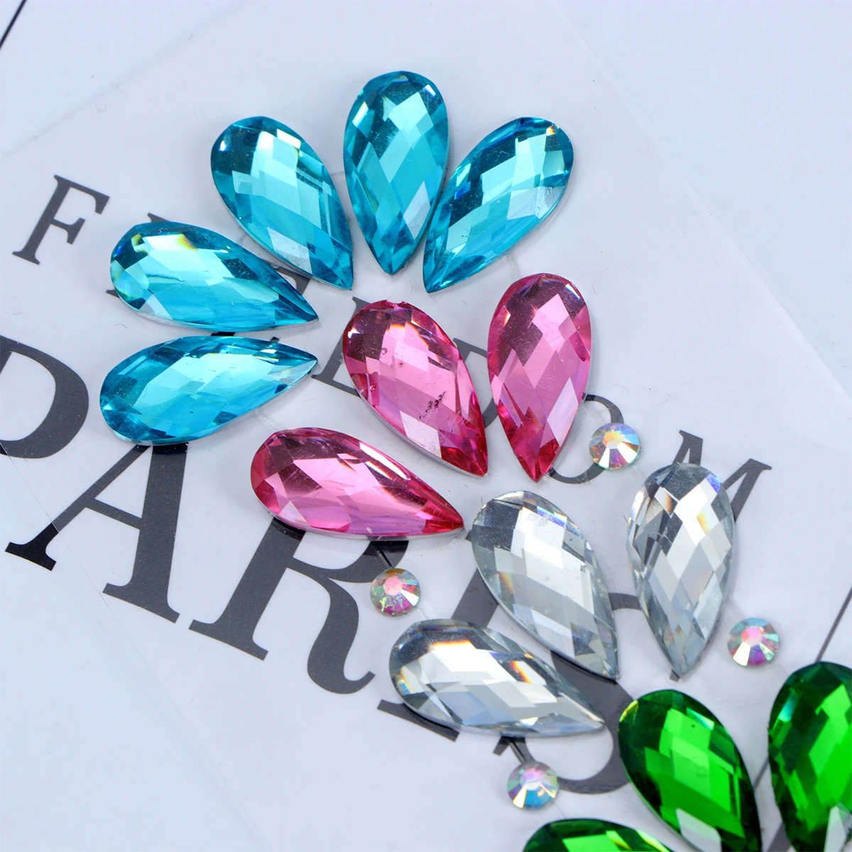 

3 Sheets Resin Stickers Jewel Rhinestones Stereoscopic Decal Colored Crystal DIY Craft Bright Multi Shape Petals Girls Gift