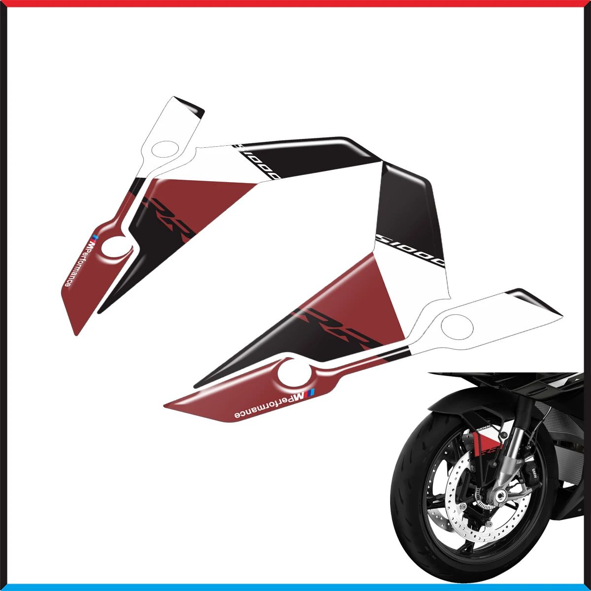 Motorcycle Red Front Fender Protector 3D Gel Mudguard Paint Protection Black and Red Color Scheme For BMW S1000RR 2019-2024 2023