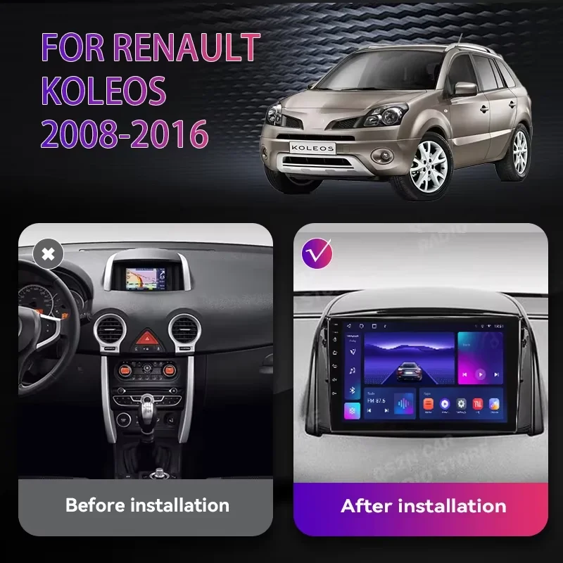 QSZN Android Auto Car Radio For Renault Koleos 2008 - 2016 2din Stereo Wireless Carplay Multimedia Player Navigation Head Unit
