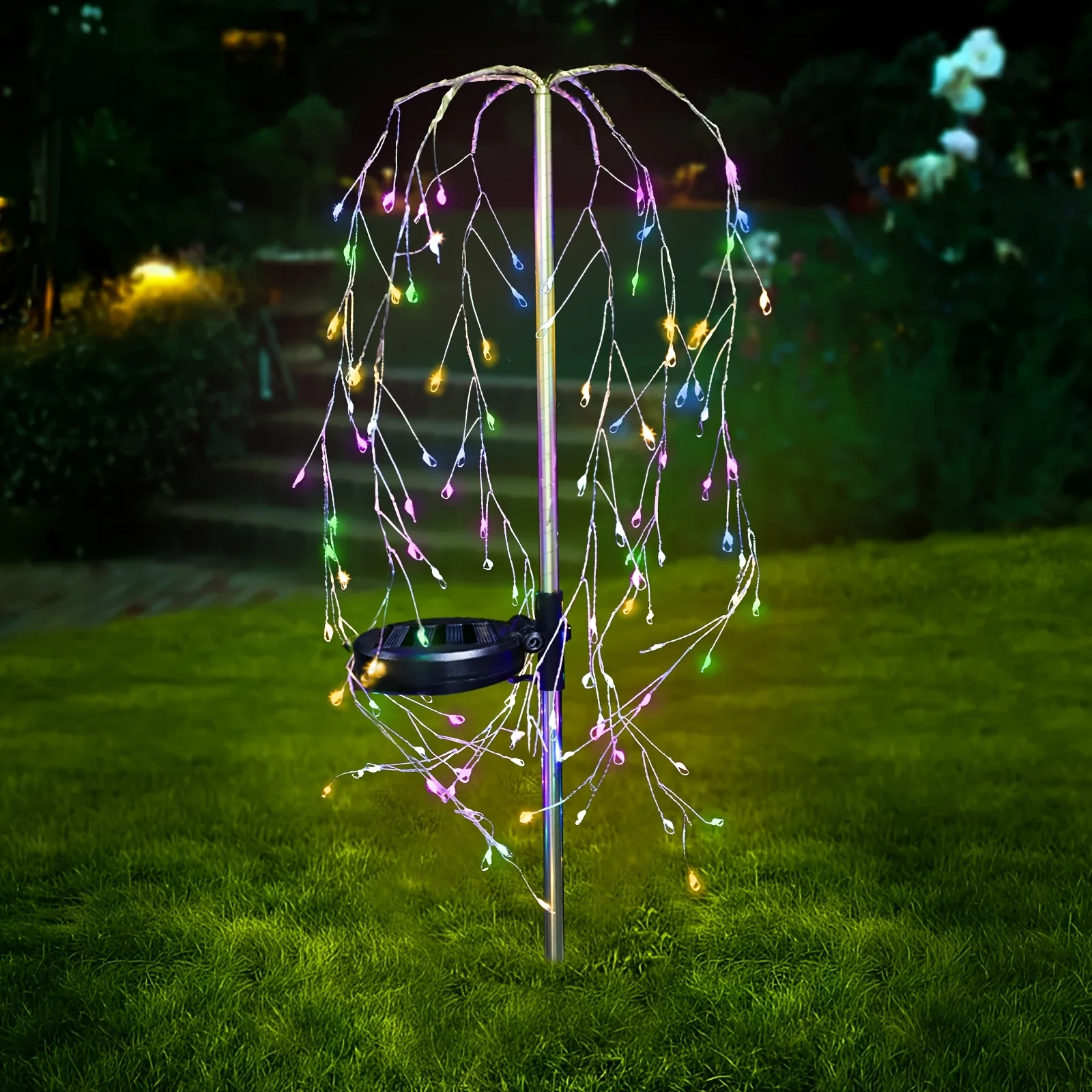2 Pack Lights LED Copper Wire Lawn Decorative Lights, 2 Lighting Modes, Firework Shape Swaying Lights, Extra Long Lighting Time, High Temperature Resistant, Suitable for Patio, Garden, Party, Yard