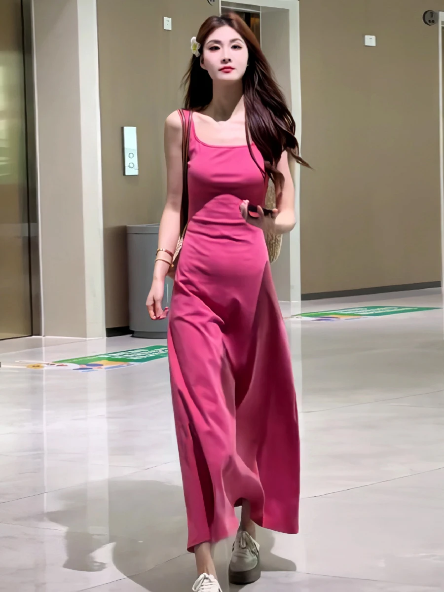 Dopne Chic Farbe Quadrat Kragen Svel Weste Dr Frauen Sommer Neue Sle Abnehmen Lange Dr Casual Hohe Taille