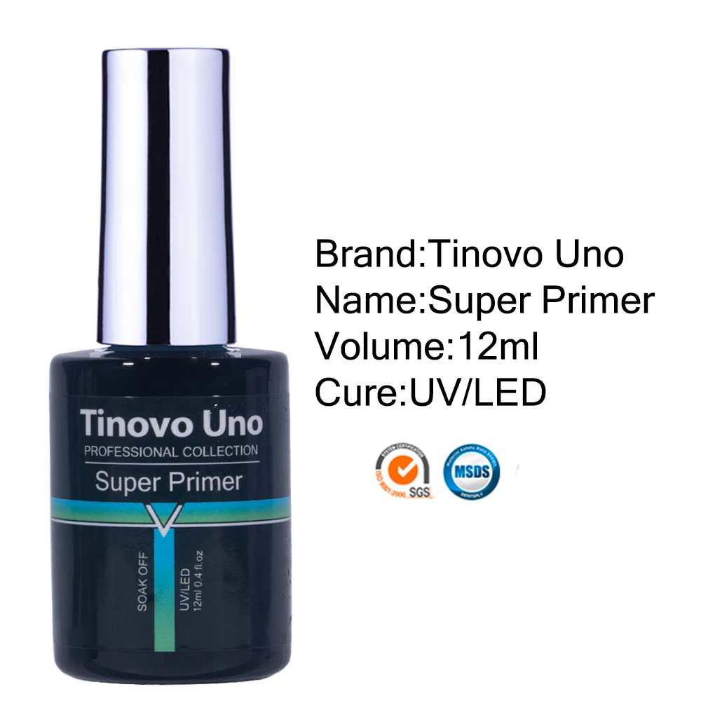 Tinovo Uno Super Nail Primer Prep Dehydrator for Manicure 12ML Long Lasting Fast Dry Base Coat UV Nail Gel Polish Bonder Liquid