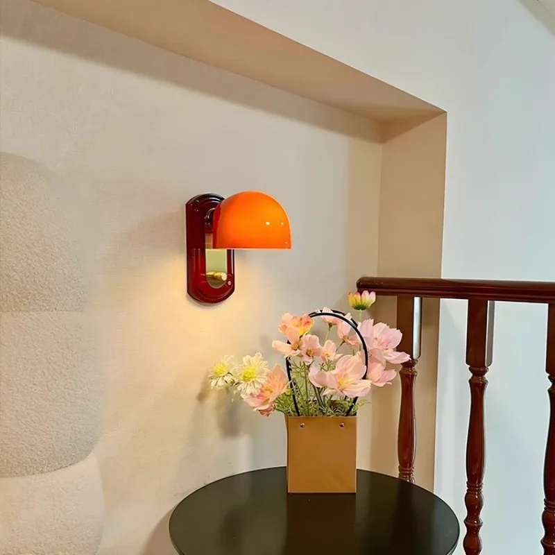 مصباح جداري زجاجي برتقالي، شرفة أمريكية قديمة بجانب السرير، مصباح جداري لمدخل الممر البسيط #3